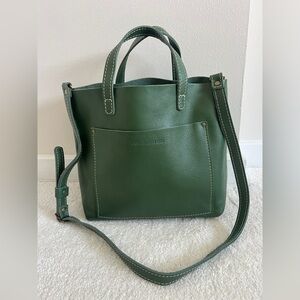Portland Leather Medium Crossbody Tote Bag Purse Green NWOT